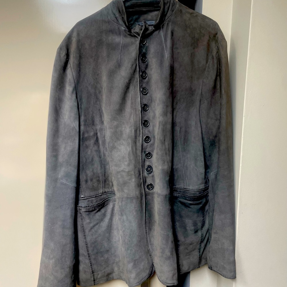 Grey light weight suede jacket.